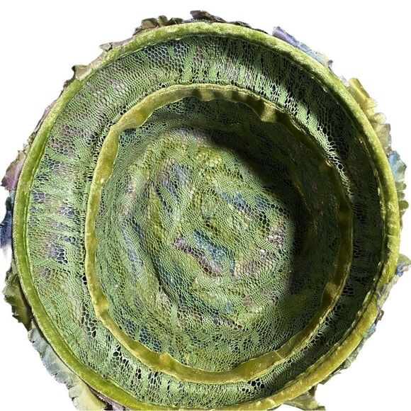 Vintage 50's-60's Silk Floral Bucket Hat - Picture 8 of 12